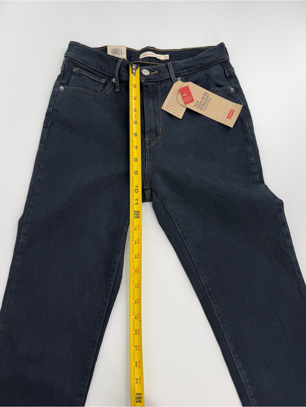 Levi’s 724 Jeans Womens 6 W28 High Rise Straight Cropped Black Raw Hem NWT - Picture 15 of 16
